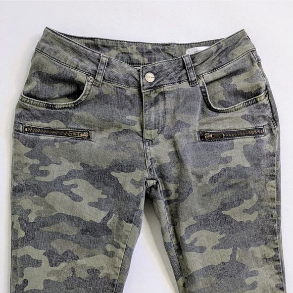 Anine Bing Jeans Women's 28 Green Camoflage Zipper Skinny Stretch Denim Low Rise - Picture 4 of 11